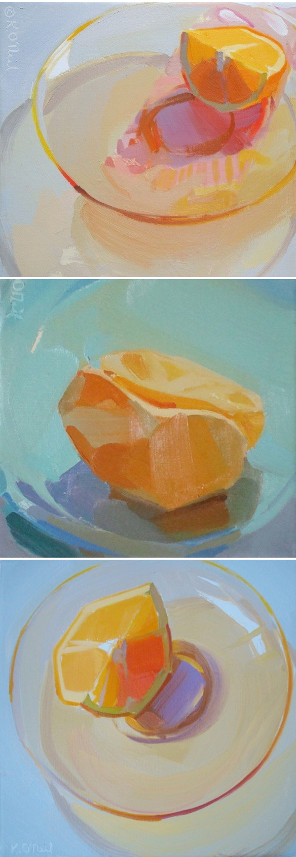 karen oneil peinture assiette d'orange fraicheur d'été