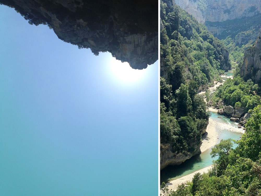 ciel bleu et gorges du verdon avec belvedere sur falaises