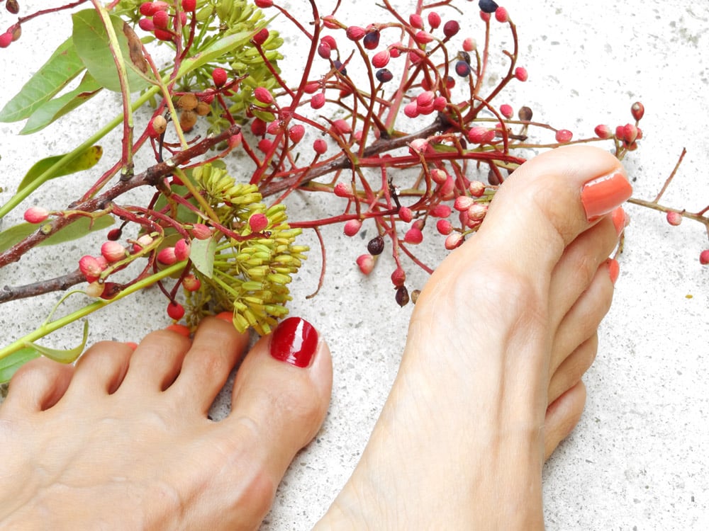 pieds vernis et bouquet de fleurs, vernis nivea et Laura beauté