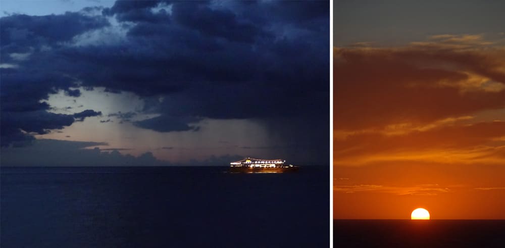 ragarder le soleil pendant la traversée en ferry