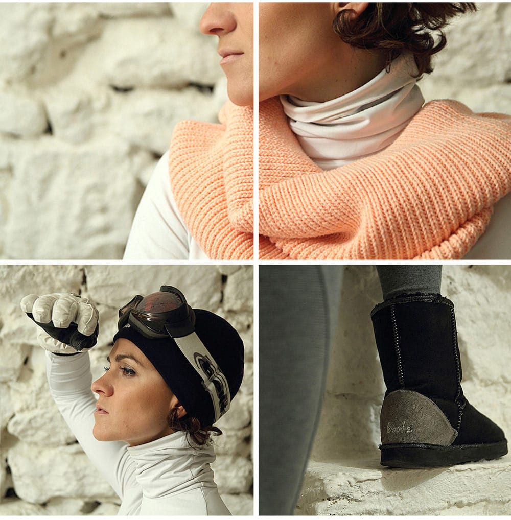 tenue de ski masque bonnet et écharpe