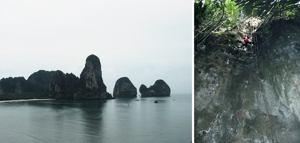 railay beach thailande du sud grimpeurs