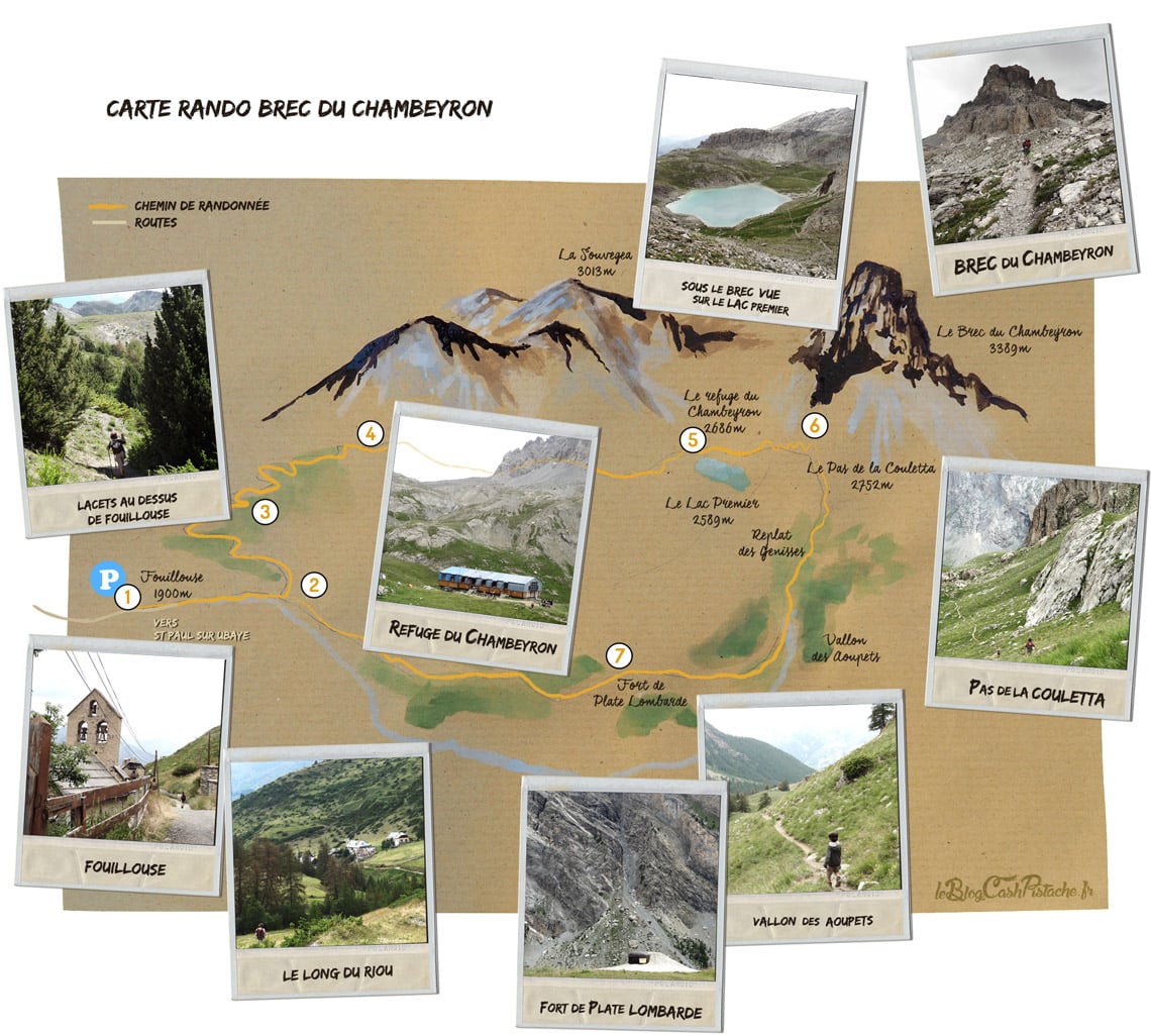 carte randonnée Chambeyron Fouillouse topo GR5 Ubaye