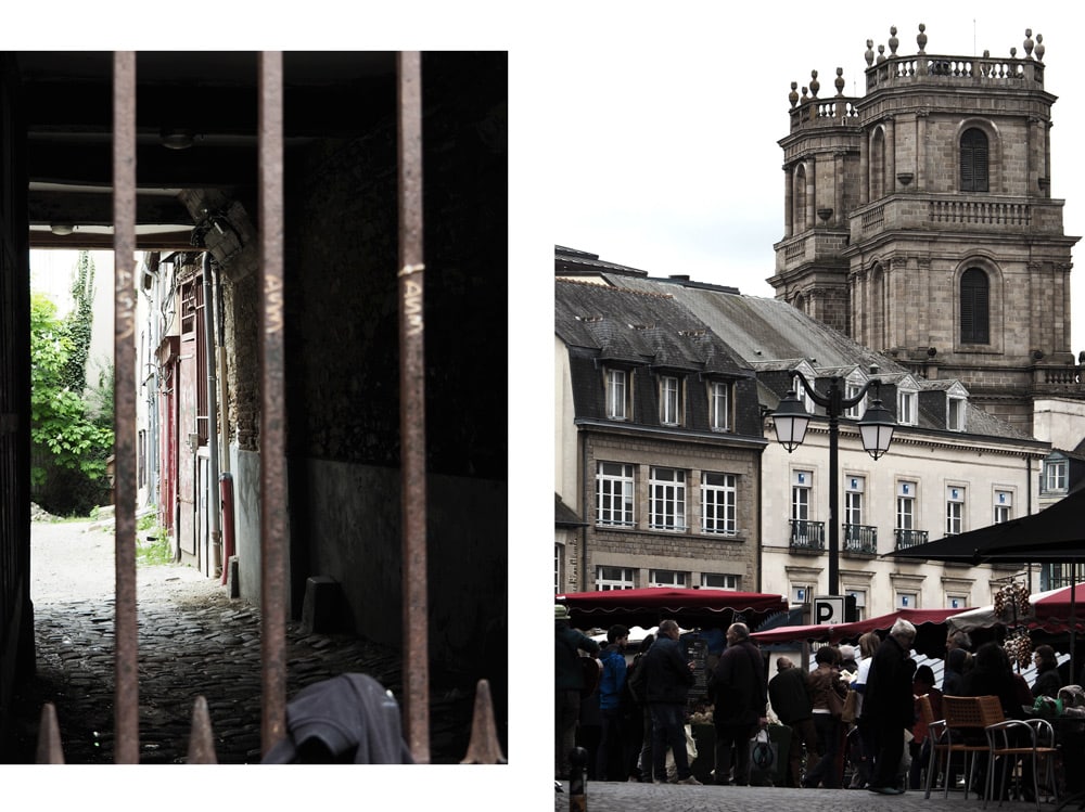 Place des Lices et cathédrale de Rennes Bretagne