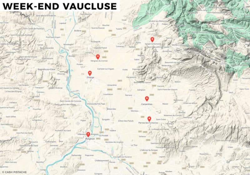 Carte du Vaucluse itinéraire en voiture week-end