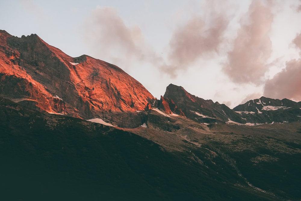 coucher de soleil glaciers Champagny-en-Vanoise La Plagne