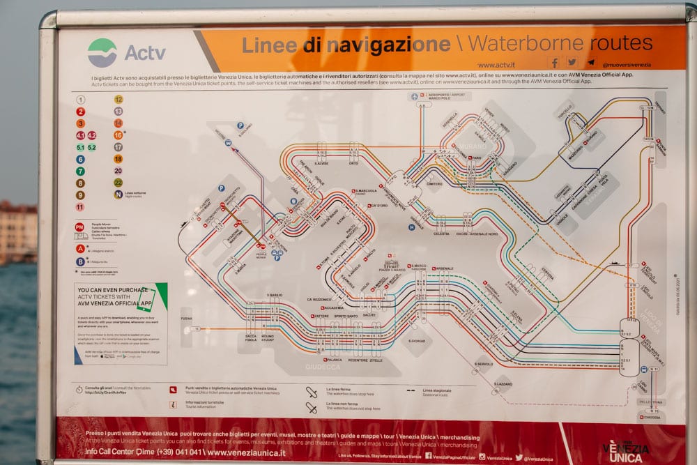 plan du vaporetto Venise