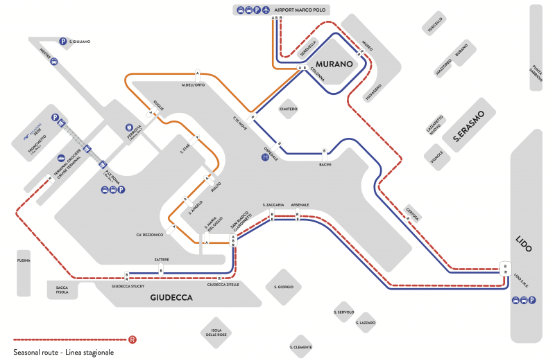 plan navettes alilaguna Venise carte